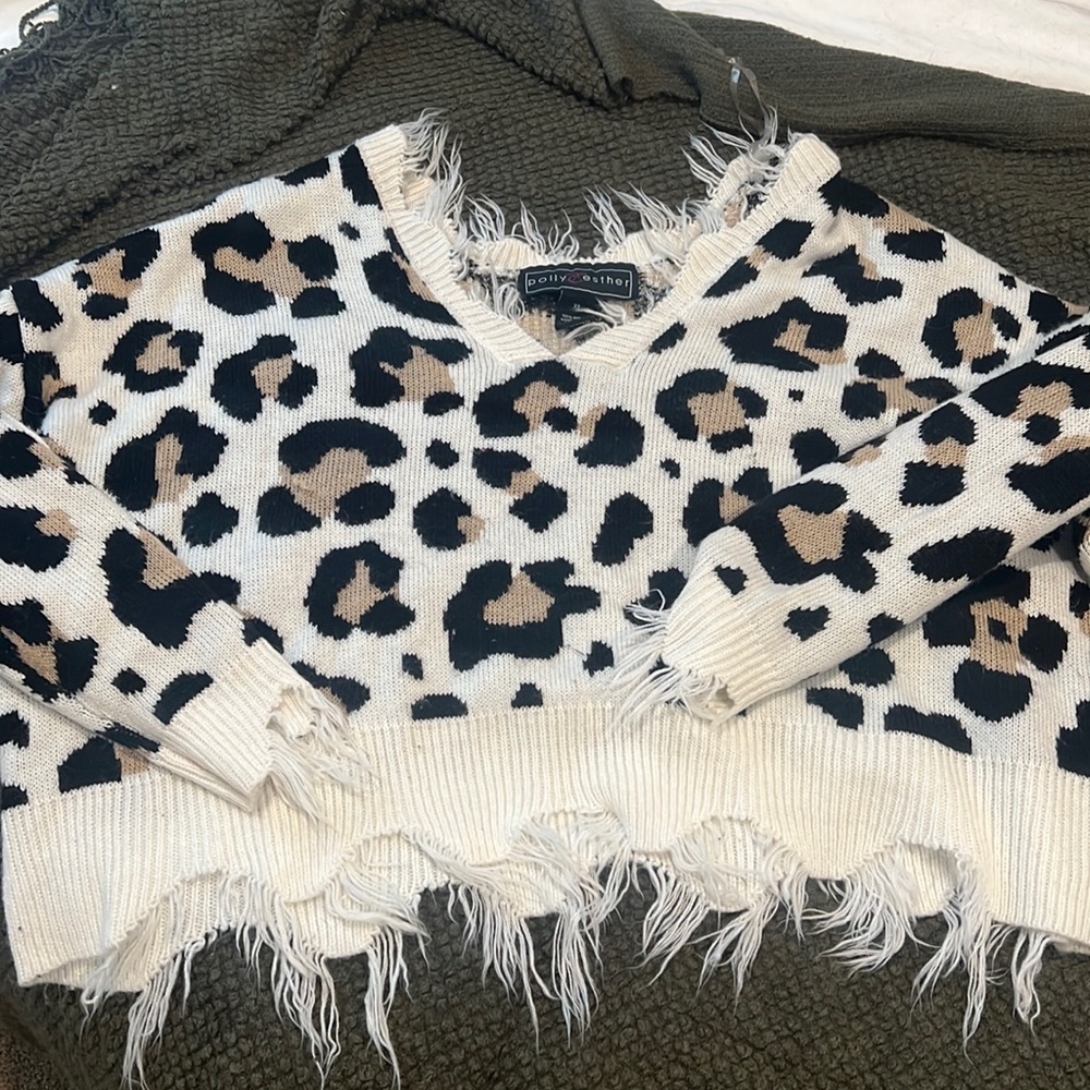 Cropped Cheetah Sweater
